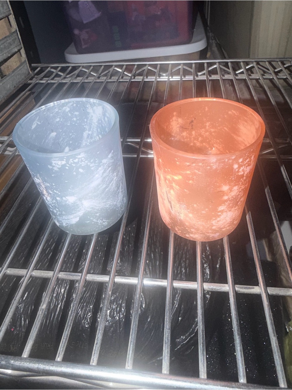 Blue and Orange Marbled Frosted Glass Votive Candle Holders - Home Accents